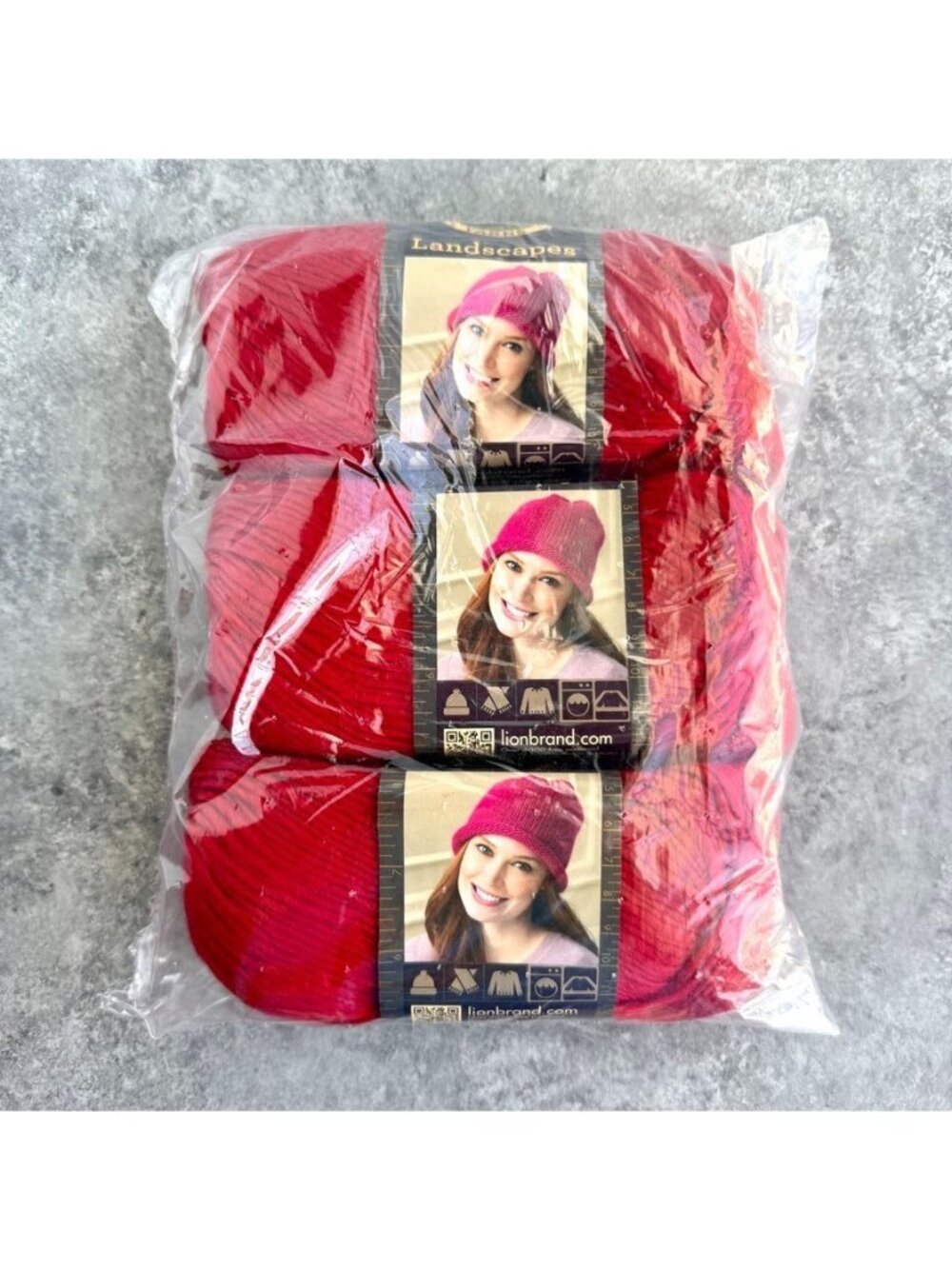 Lion Brand Landscapes Yarn Ruby 3.5oz 147yd Same Dye Lot Lot Of 3 NEW